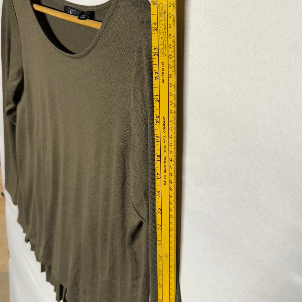 G By Giuliana‎ Olive Green Long Sleeve Tunic Top Women's Size S Pleated Hem - Picture 6 of 11